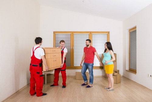 Packing and loading boxes into a removal van