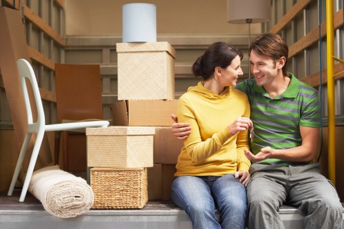 Careful furniture handling in a Finsbury apartment building with stair and lift access